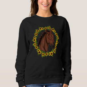 Sunflower Equestrian Horse Riding Floral Yellow Fl Sweatshirt