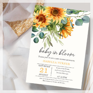 Sunflower & Eucalyptus Baby Shower Invitation