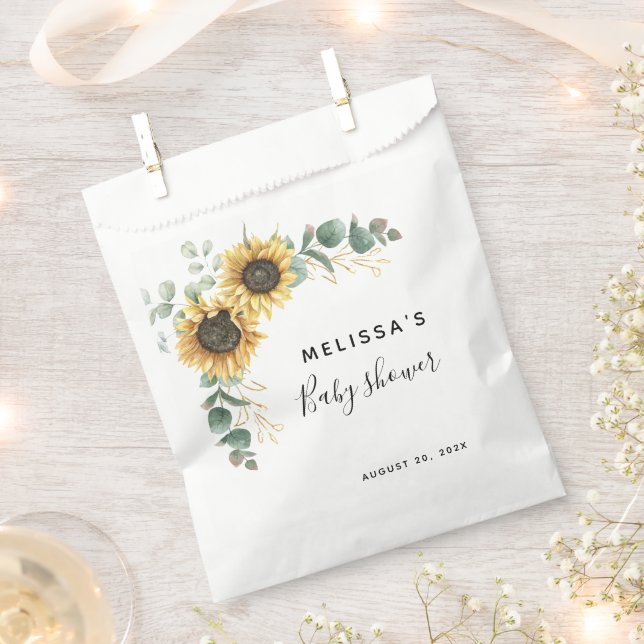Sunflower Eucalyptus Baby Shower Treats Favour Bag (Clipped)