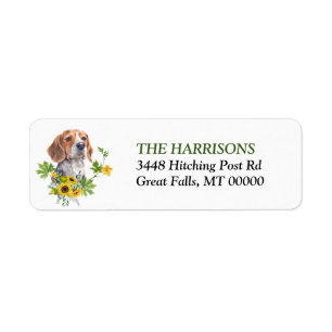 Sunflower Eucalyptus Beagle Dog Return Address Label
