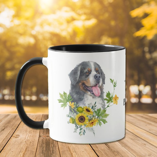 Sunflower Eucalyptus Bernese Mountain Dog Mug (Creator Uploaded)