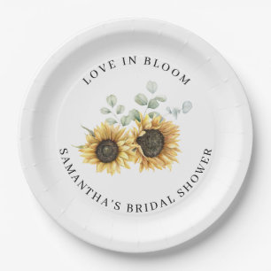Sunflower Eucalyptus Bloom Bridal Shower Paper Plate