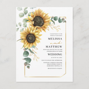 Sunflower Eucalyptus Botanical Wedding Invitation Postcard