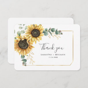 Sunflower Eucalyptus Botanical Wedding Thank You Card