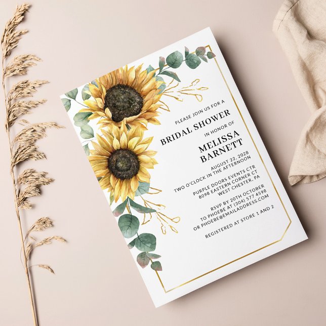 Sunflower Eucalyptus Bridal Shower Budget Invite (Creator Uploaded)