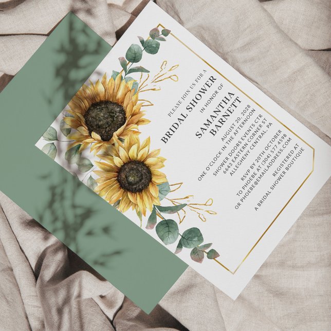 Sunflower Eucalyptus Bridal Shower FloraI Invite Stationery (Creator Uploaded)