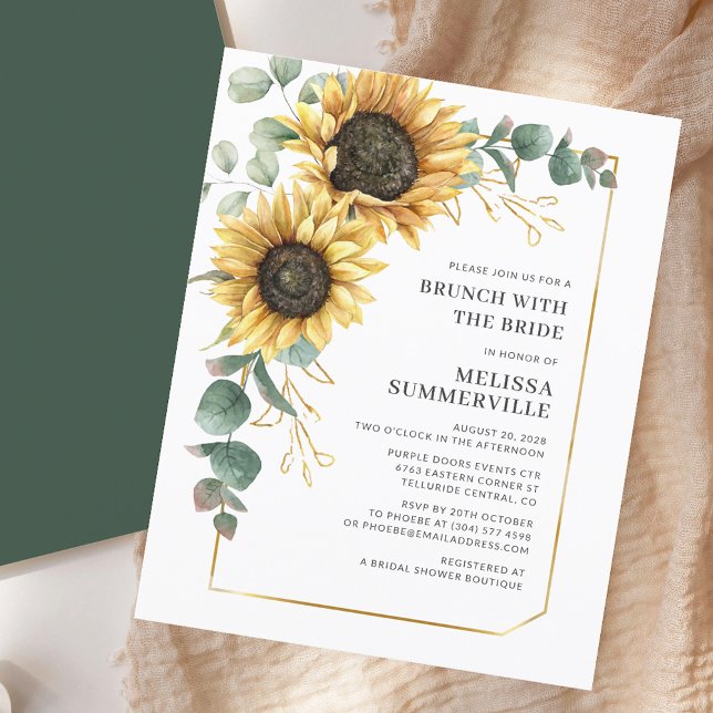 Sunflower Eucalyptus Bridal Shower Invitation (Sunflower Eucalyptus Bridal Shower Invitation)