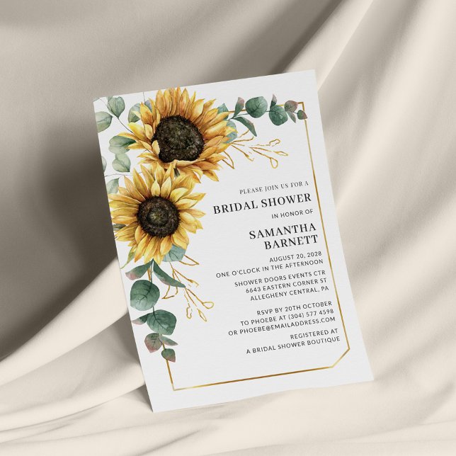 Sunflower Eucalyptus Bridal Shower Invitation Stationery (Creator Uploaded)