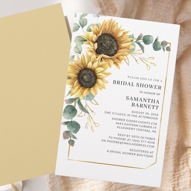 Sunflower Eucalyptus Bridal Shower Invitation Stationery (Sunflower Eucalyptus Bridal Shower Invitation Stationery)