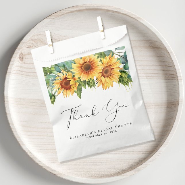 Sunflower Eucalyptus Bridal Shower Thank You Favour Bag (Creator Uploaded)