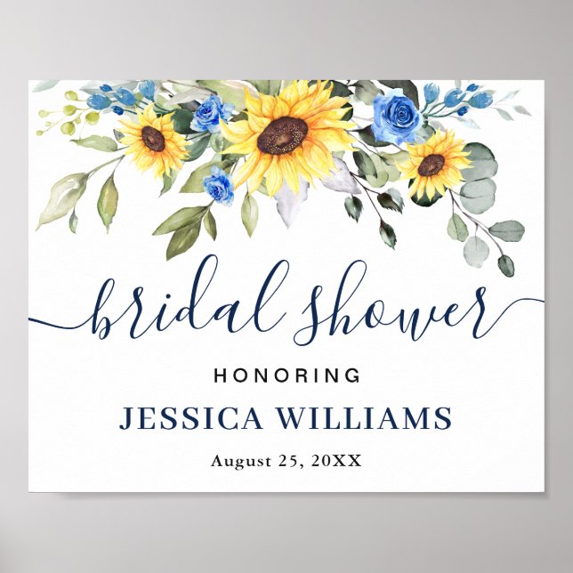 Sunflower Eucalyptus BRIDAL SHOWER Welcome Sign (Front)