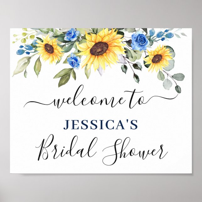 Sunflower Eucalyptus BRIDAL SHOWER Welcome Sign (Front)