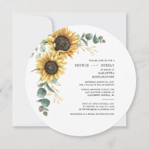 Sunflower Eucalyptus Brunch Bubbly Bridal Shower Invitation