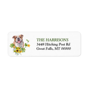 Sunflower Eucalyptus Bulldog Return Address Label