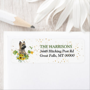 Sunflower Eucalyptus Cairn Terrier Return Address Label