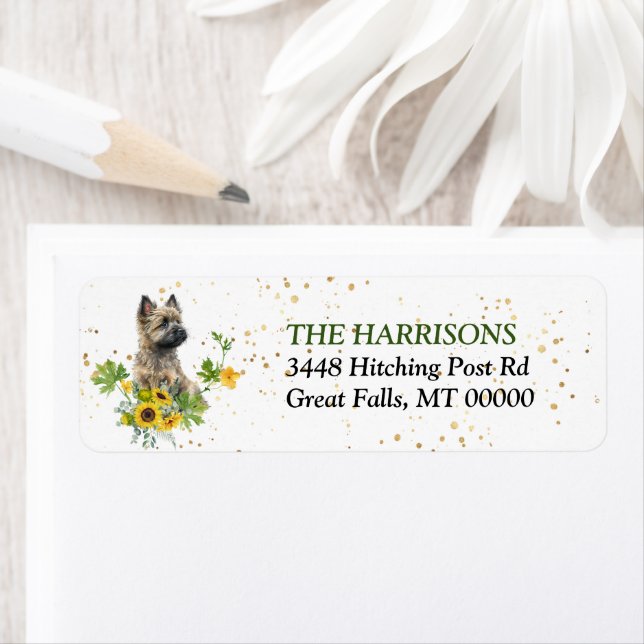 Sunflower Eucalyptus Cairn Terrier Return Address Return Address Label (Insitu)