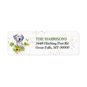 Sunflower Eucalyptus Dalmatian Return Address  Label