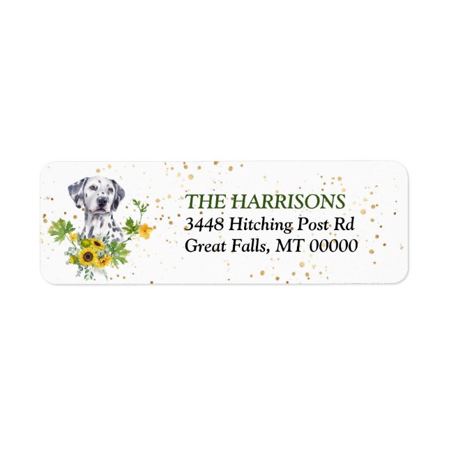 Sunflower Eucalyptus Dalmatian Return Address  Label (Front)