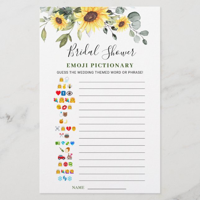 Sunflower Eucalyptus Double-Sided Bridal Game (Front)
