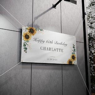 Sunflower Eucalyptus Floral 60th Birthday  Banner