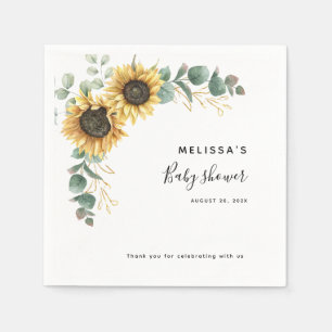 Sunflower Eucalyptus Floral Baby Shower Napkin