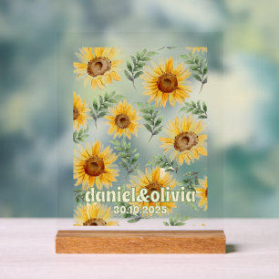 Sunflower Eucalyptus Floral Botanical Wedding Acrylic Sign