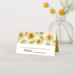 Sunflower Eucalyptus Floral Botanical Wedding Place Card