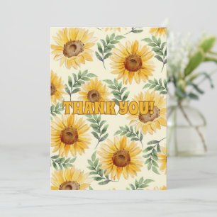 Sunflower Eucalyptus Floral Botanical Wedding Thank You Card