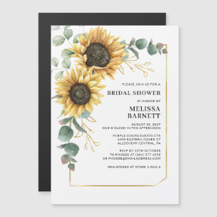 Sunflower Eucalyptus Floral Bridal Shower Magnetic Invitation