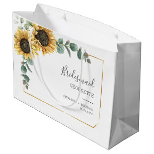 Sunflower Eucalyptus Floral Bridesmaid Wedding Large Gift Bag