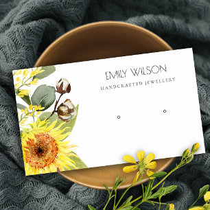 SUNFLOWER EUCALYPTUS FLORAL EARRING DISPLAY LOGO BUSINESS CARD