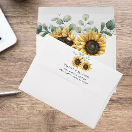 Sunflower Eucalyptus Floral Elegant Envelope