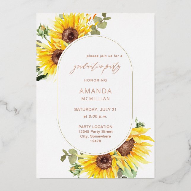 Sunflower & Eucalyptus Floral Graduation Party (Front)