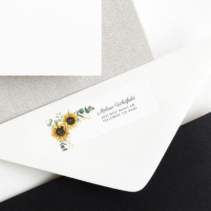 Sunflower Eucalyptus Floral Return Address Label