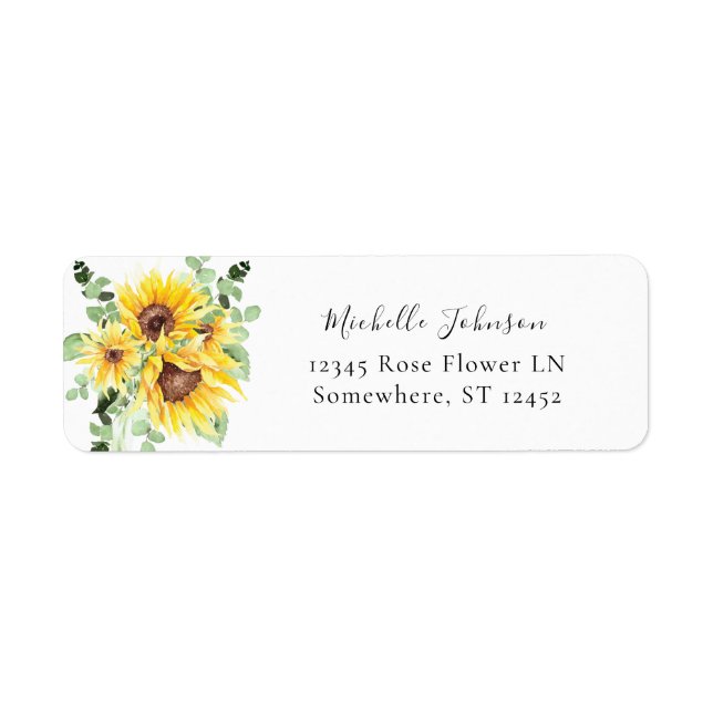 Sunflower & Eucalyptus Floral Return Address Label (Front)