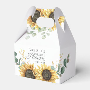 Sunflower Eucalyptus Floral Script Bridal Shower Favour Box