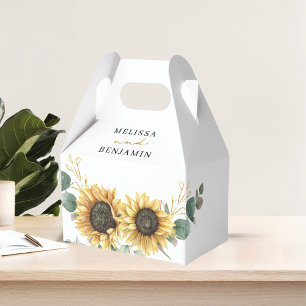 Sunflower Eucalyptus Floral Script Wedding Favour Box