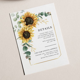 Sunflower Eucalyptus Floral Wedding Details Enclosure Card