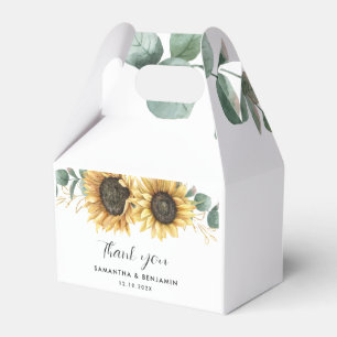 Sunflower Eucalyptus Floral Wedding Favour Box