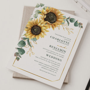 Sunflower Eucalyptus Floral Wedding Invitation