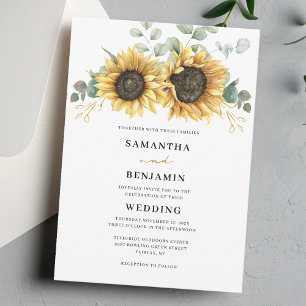 Sunflower Eucalyptus Floral Wedding Invitation