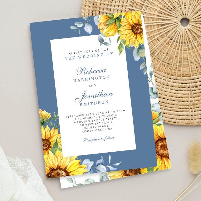 Sunflower & Eucalyptus Floral Wedding Invitation (Creator Uploaded)