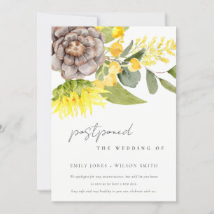 SUNFLOWER EUCALYPTUS FLORAL WEDDING POSTPONED INVITATION