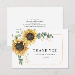 Sunflower Eucalyptus Floral Wedding Thank You Card