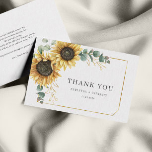 Sunflower Eucalyptus Floral Wedding Thank You Card