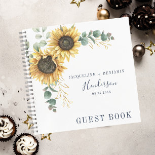 Sunflower Eucalyptus Foliage Wedding Guest Book