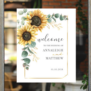 Sunflower Eucalyptus Geometric Wedding Welcome Poster