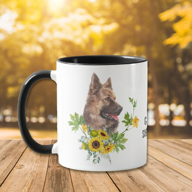 Sunflower Eucalyptus German Shepherd Dog Mug (Creator Uploaded)