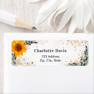 Sunflower eucalyptus glitter dust return address  label