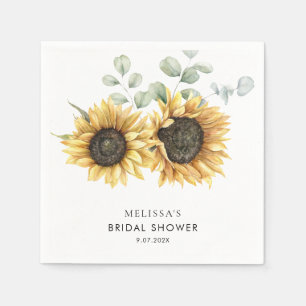 Sunflower Eucalyptus Greenery Bridal Shower Paper Napkin